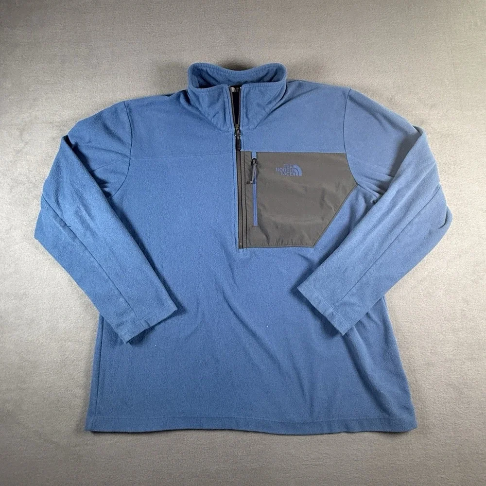 The North Face Long Sleeve 1/2 Zip Fleece Pullover Teal Blue Sweater Men's Sz XL